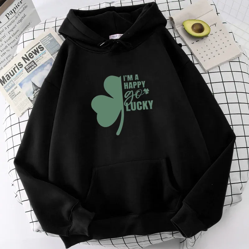 Lucky Clover Trend Women Hoodie Pullover Sweatshirt Autumn Hoodies Unisex Print Winter Oversize Clothing Sweater Female Top