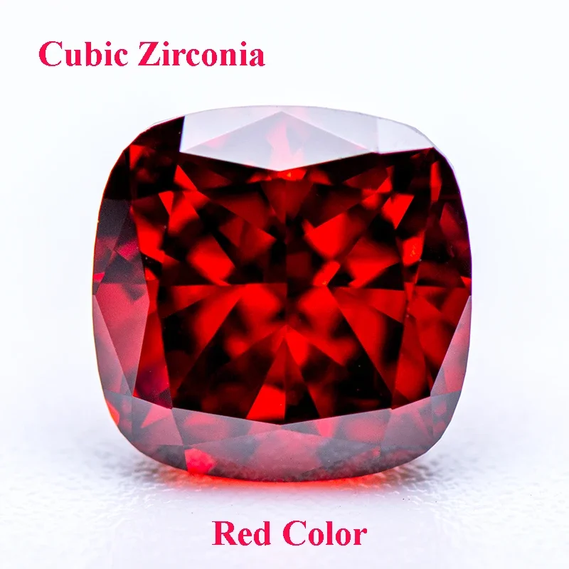 

Cubic Zirconia Crushed Ice Cut Red Color Square Cushion Shape Charms Beads for Diy Jewelry Making Rings Materials No Certificate