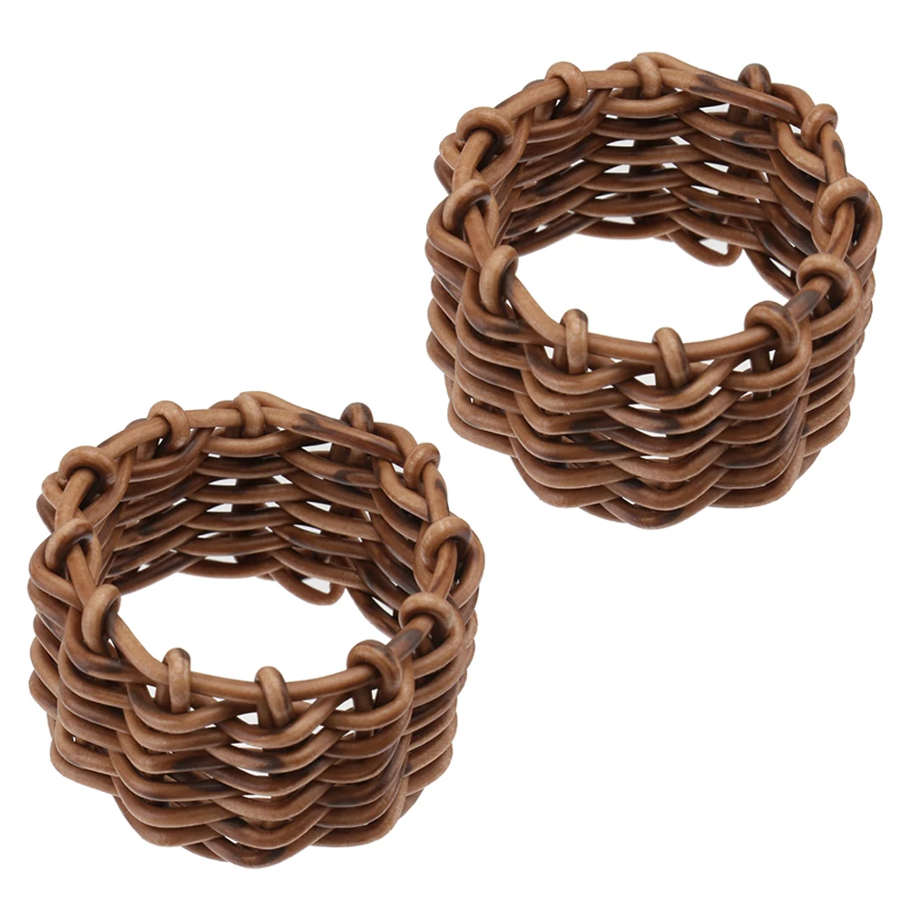 

2pcs Napkin Rings Woven Rattan Rustic DIY Handmade Wedding Decor Pastoral Style Table Napkin Holders Serviette Buckle