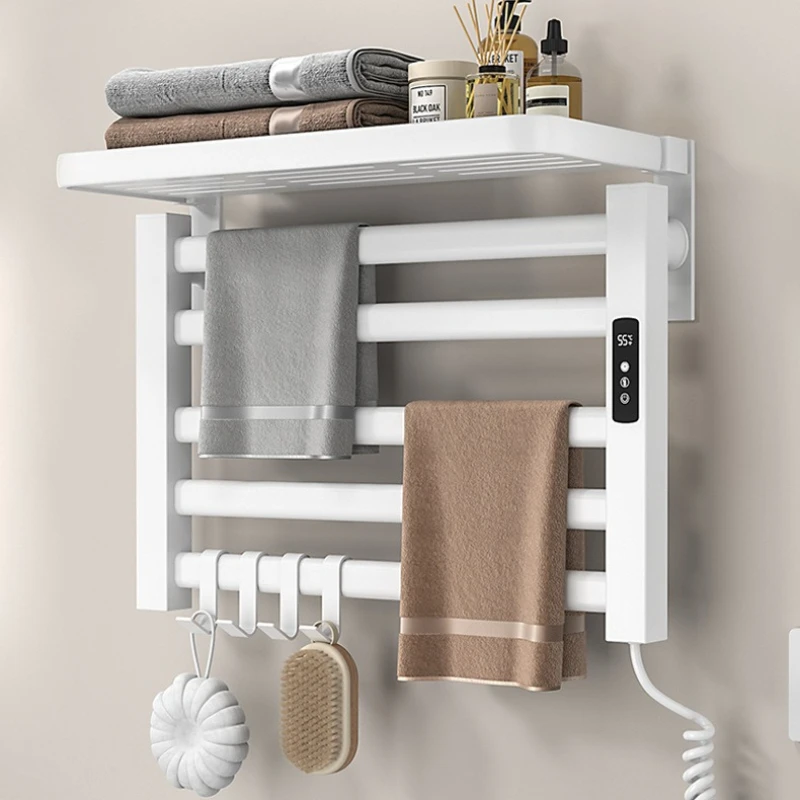 Non Perforated Electric Towel Rack, Towel Rack, Carbon Fiber Heated Bathroom Storage Rack, Intelligent Drying Rack Towel Holder