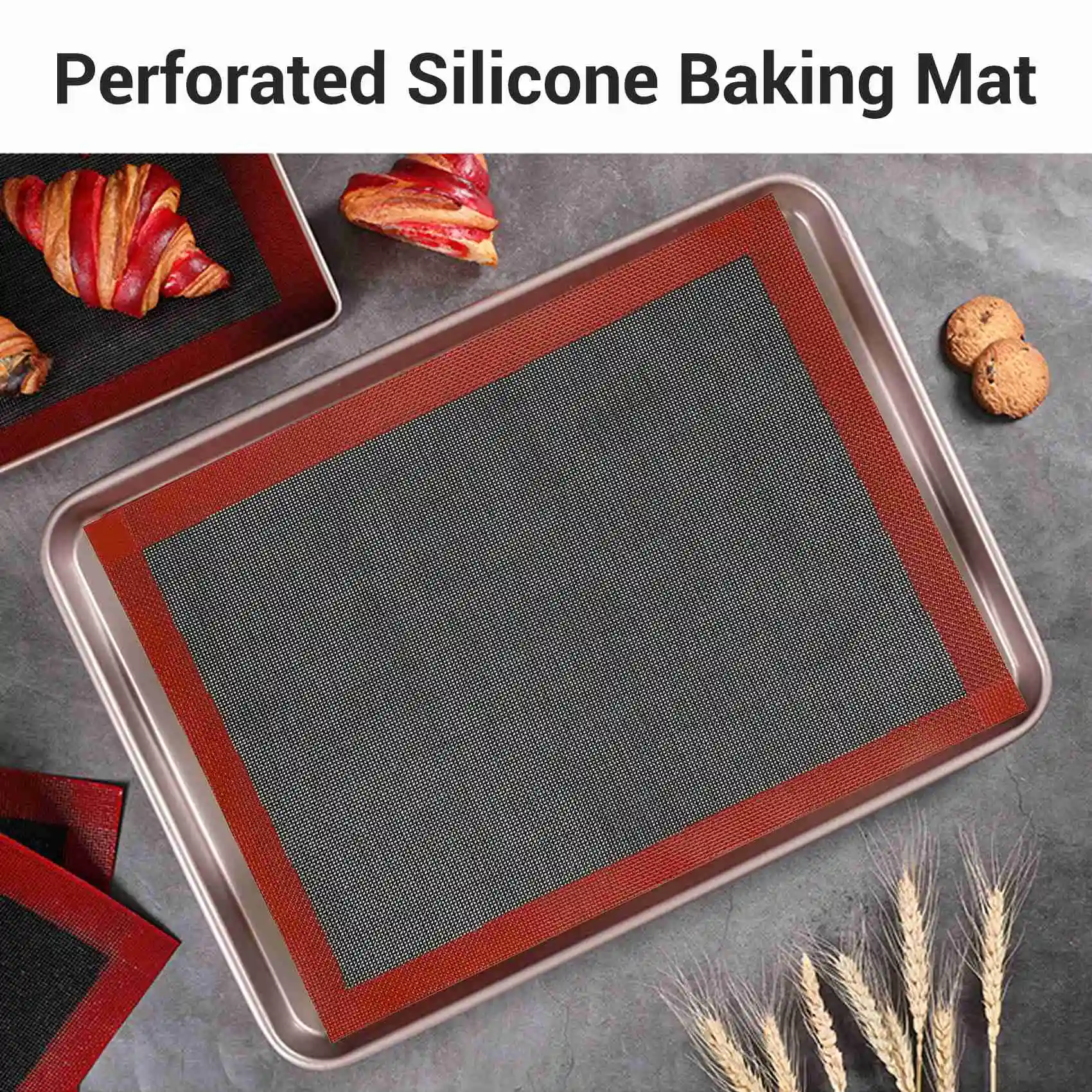 AT77 Perforated Silicone Baking Mat Non-Stick Baking Oven Sheet Liner for Cookie /Bread/ Macaroon/Biscuits Kitchen Tools