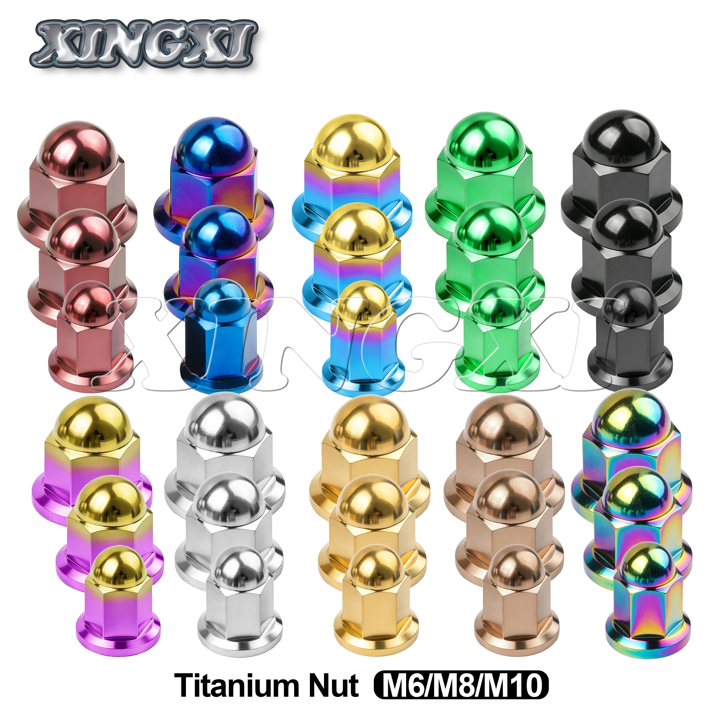 Xingxi GR5/TC4 Titanium Alloy nut M6 M8 M10 Dome Cover Half Circle Flange Lock Nut for Motorcycle Exhaust Pipe Modification