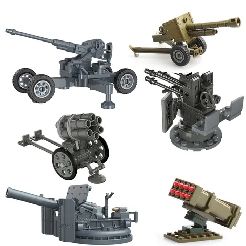 World War 2 WW2 Antiaircraft Gun Rocket Artillery Military Army War Weapon Soldier MOC Model Building Block Bricks Toys For Kids