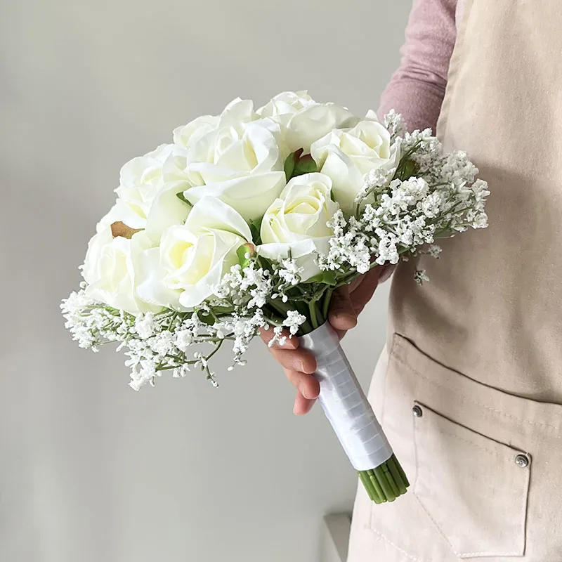 Bridal Bouquet Customized Bridesmaid Wedding Bouquet Marriage PE Foam Roses Artificial Flowers Wedding Accessories Centerpieces