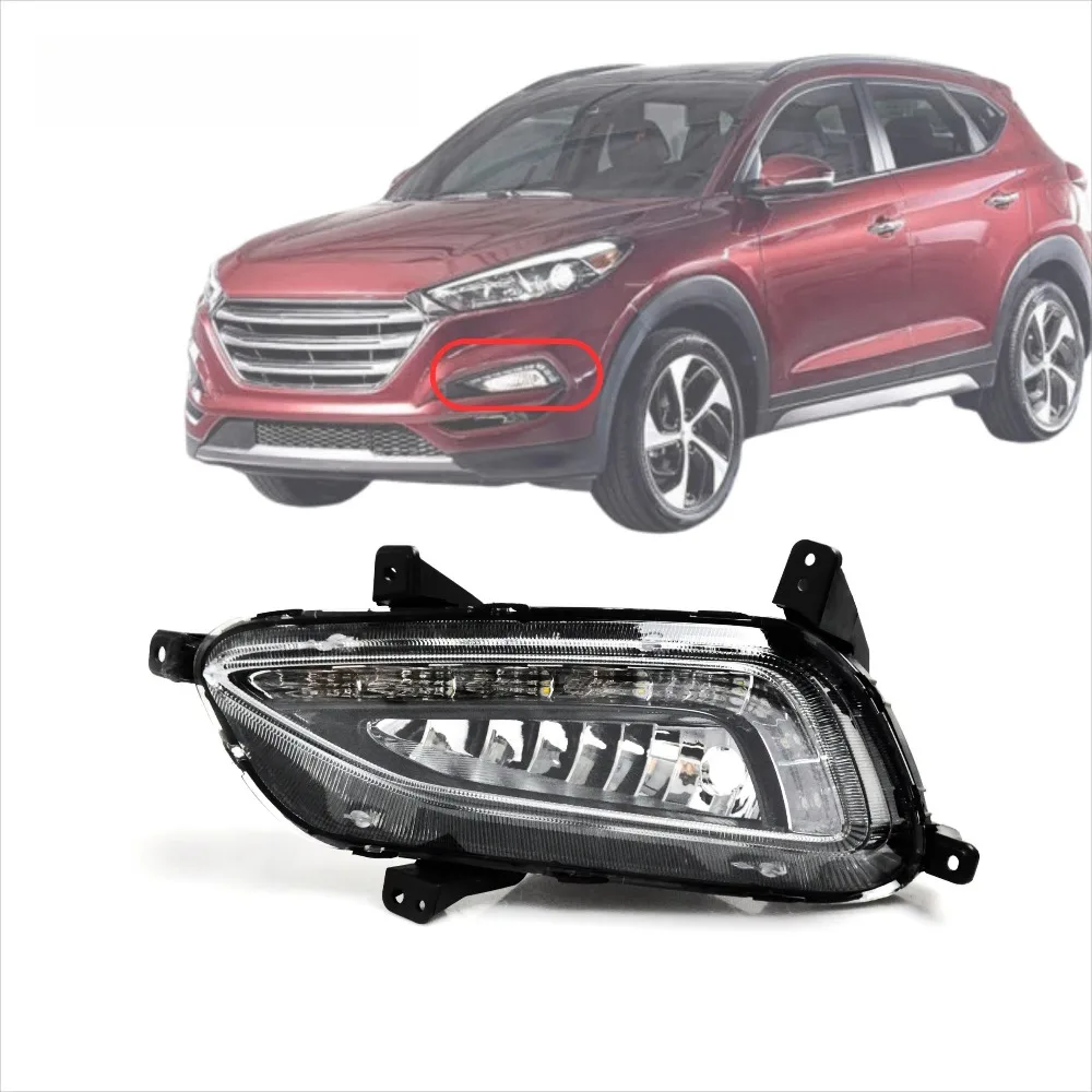 For Hyundai Tucson 2015 12V LED Daytime Running Lights Daylight Front Bumper Fog Lamps Driving Light Signal Lamp Assembly