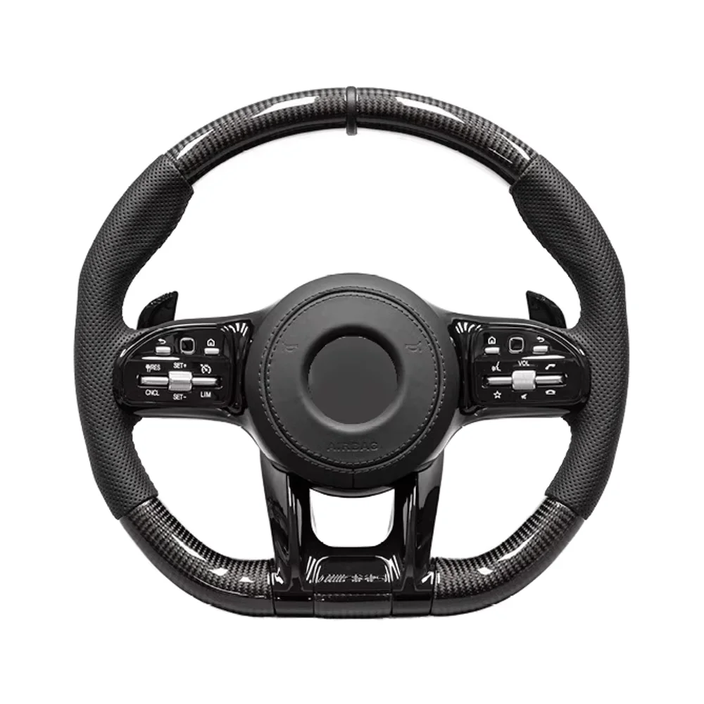 Leather Steering Wheel Assembly for Benz Compatible E300L GLE GLK CLS Including Retrofit for Older Models