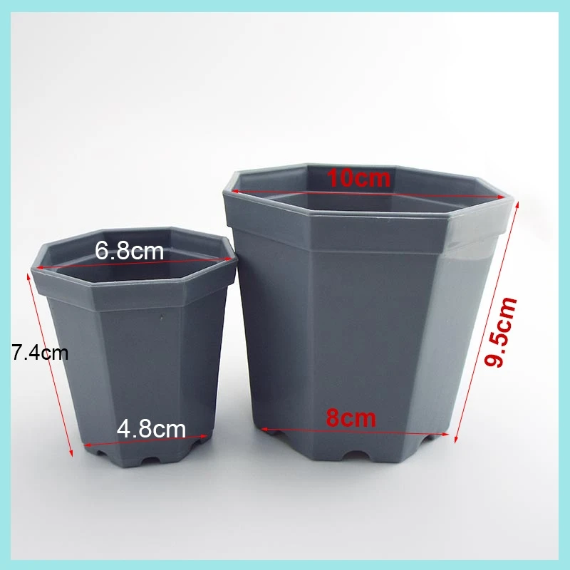 4pcs/lot Plastic Octagon Flower Pot Square Modern Home Decorative Pots Office Desk Succulent Planter Garden Bonsai Pot B2