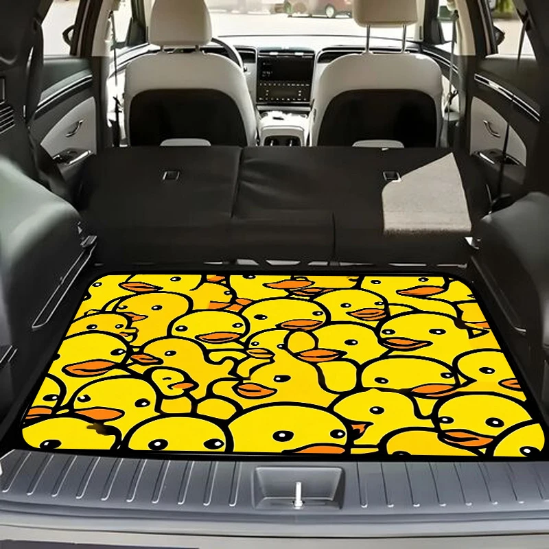 VIKAMA Yellow Duck Trunk Mat Cute Cartoon Non Slip Universal Boot Liner Funny Car Interior Decor