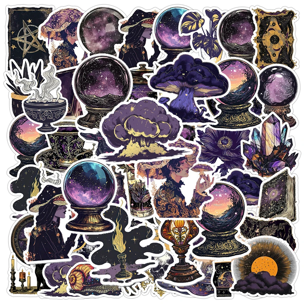 

10/30/50pcs Vintage Dark Magic Crystal Cool Stickers Aesthetic DIY Skateboard Phone Luggage Goth Graffiti Sticker Decal Toy Gift