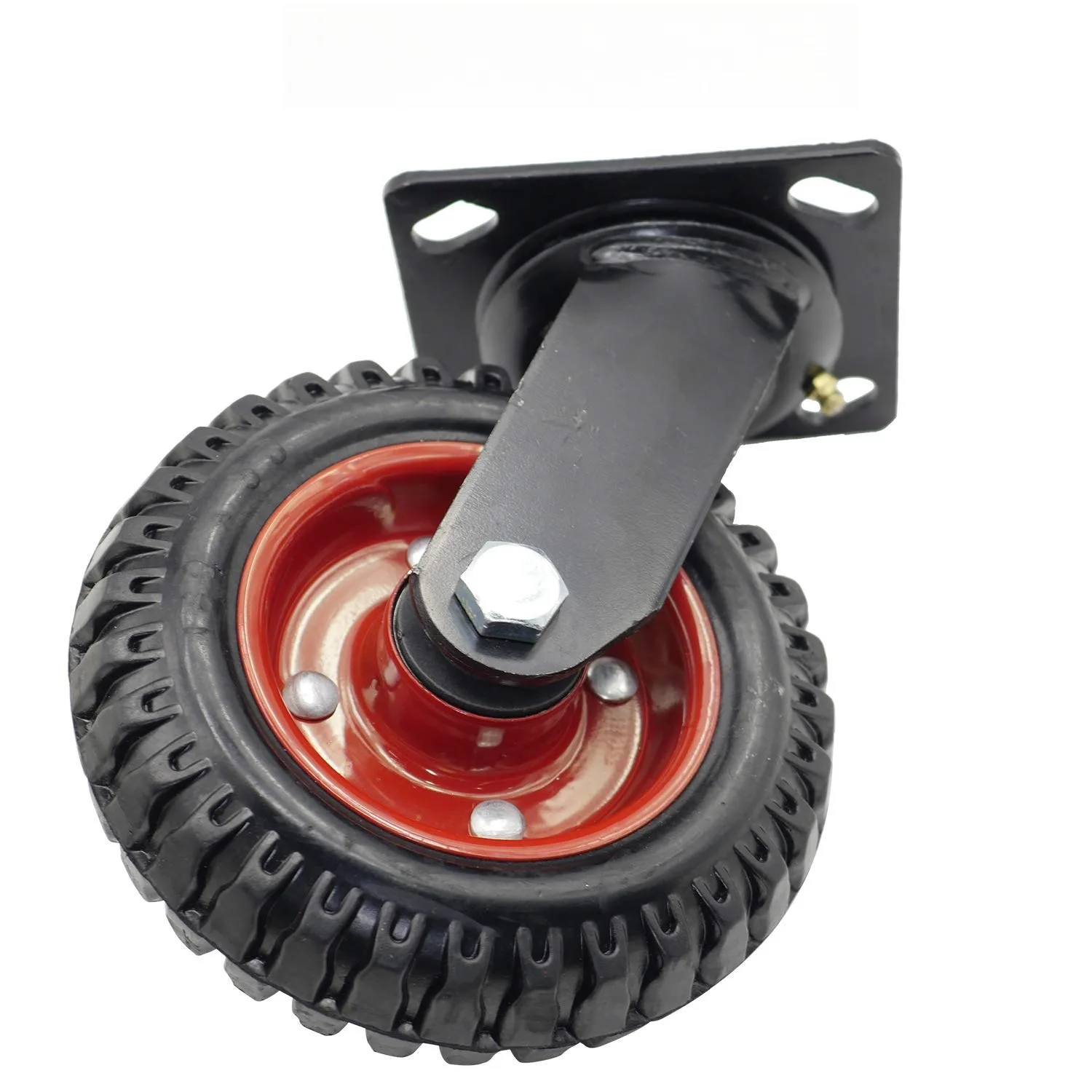 6 8 Inch Heavy Duty Swivel and Rigid Plate Casters Silent Rubber Wheel Double Ball Bearing Industrial Caster for Cart Trolley