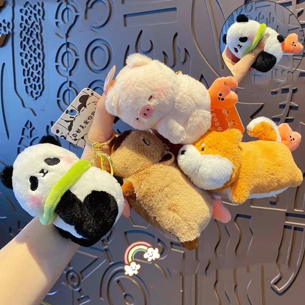 Cute PP Cotton Capybara Doll Keychain Pig Panda Plush Dog Pendant Stuffed Mental Love Animal Key Ring Gift