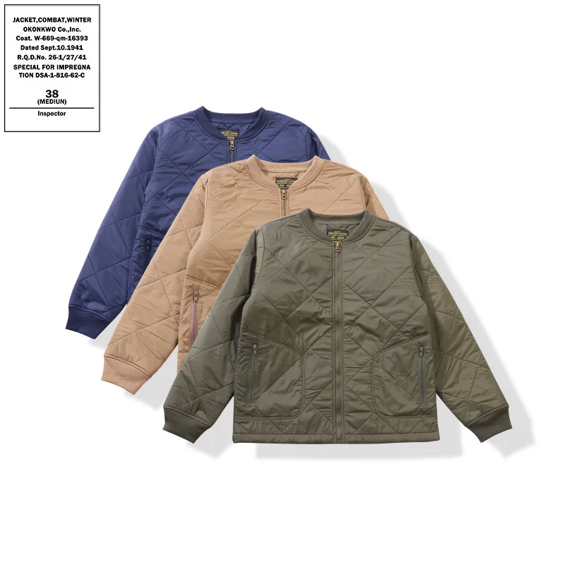 OKONKWO improved version of M43 liner jacket Ami Khaki padded cotton quilted jacket