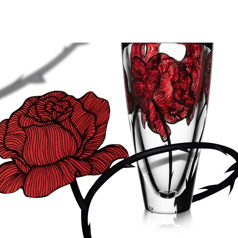 Sweden imported crystal glass, designer hand-painted vase Nordic living room ornament