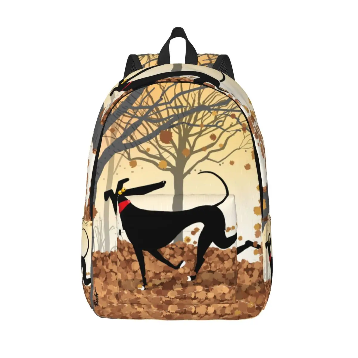 Custom Autumn Hound Canvas Backpacks Men Women Fashion Bookbag for College School Greyhound Whippet Dog Bags