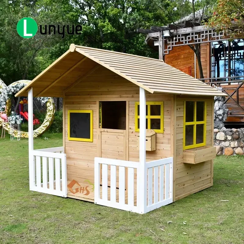 Outdoor Wooden Playhouse for Balcony Corridor Eco-Friendly Waterproof Anti-Corrosion Cedar Frame Easy to Assemble Kids Garden