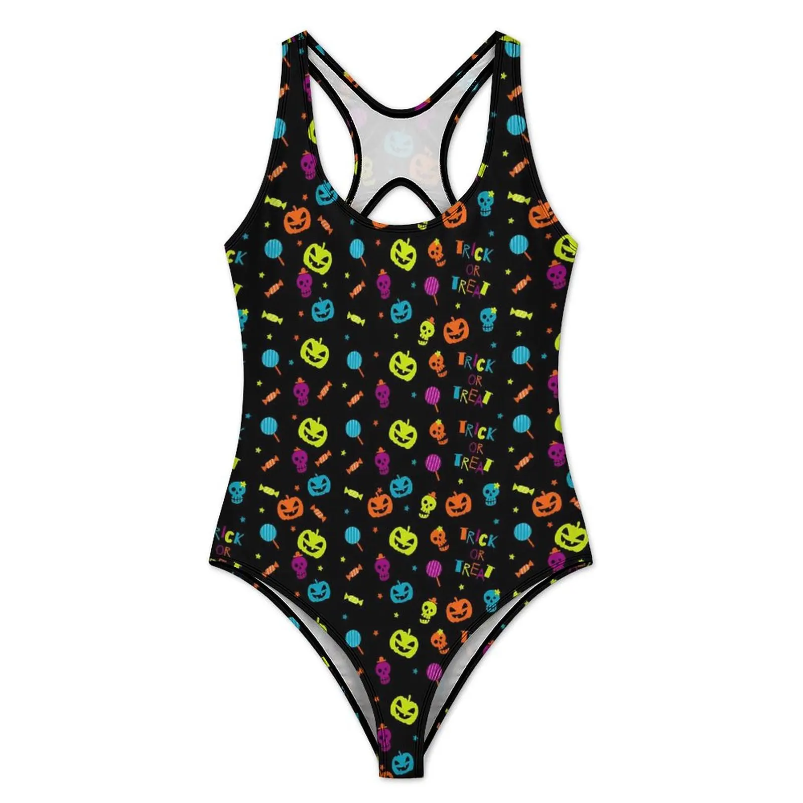 Pumpkin Swimsuit Halloween Design Swimwear One Piece Beach Pattern Bodysuit High Cut Bathing Suits Women Push Up Sexy Beach Wear