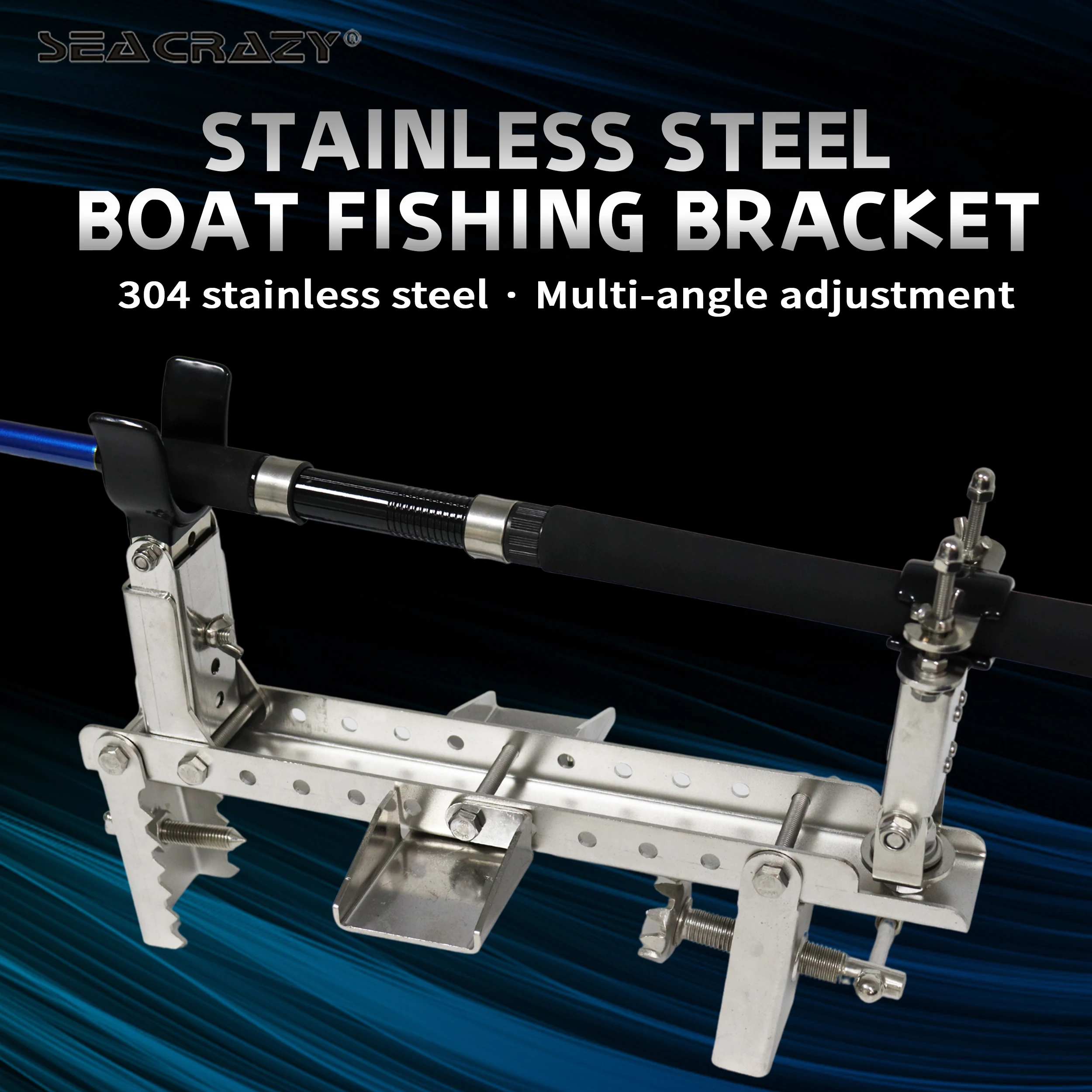 Deep Sea Fishing Rod Holder Large Size Bracket 304 Stainless Steel Adjustable Ocean Boat Fishing Pole Support Tool Tackle