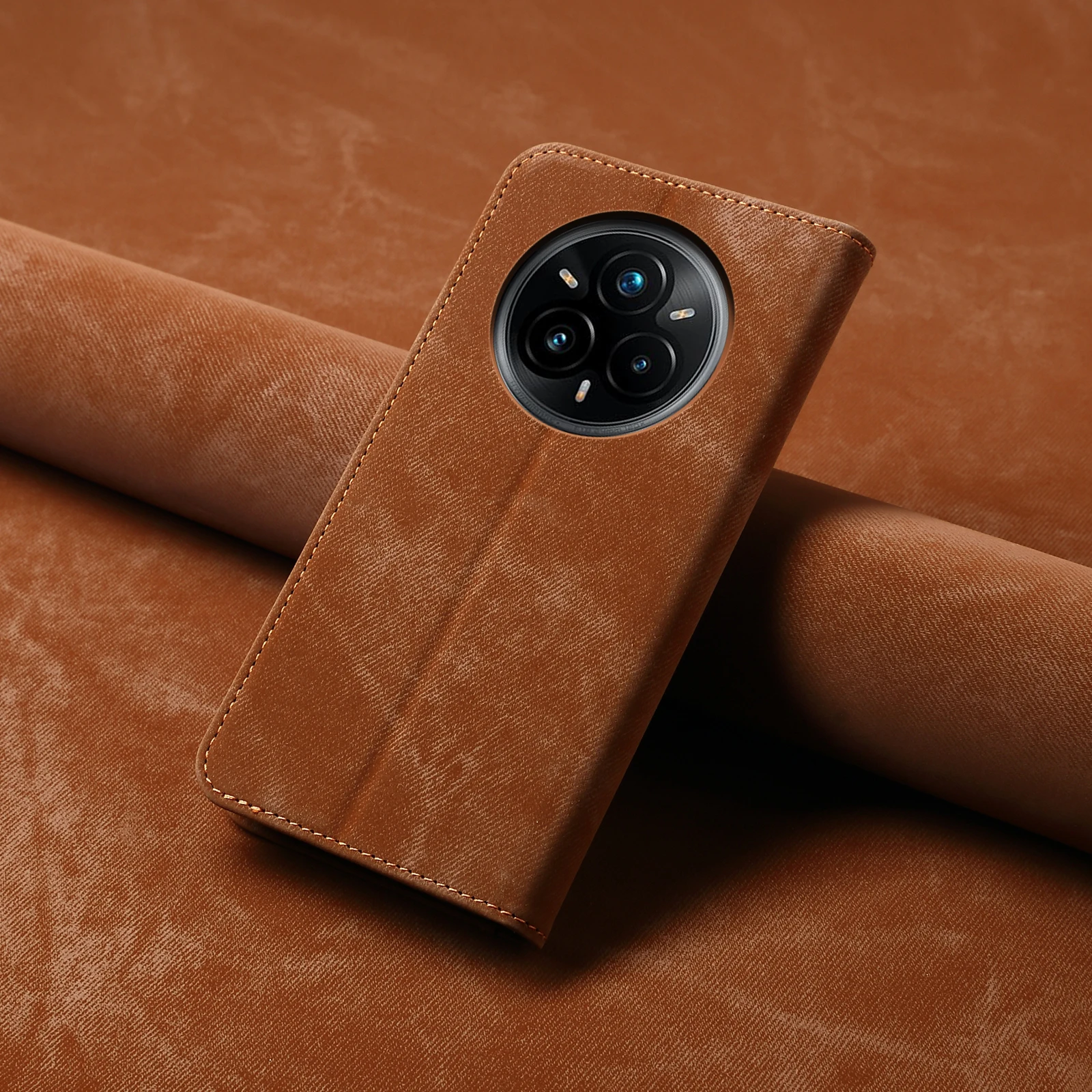 

Business Retro Folding Flip Leather Case For Realme 14 PRO 14PRO+ Card Slot Stand Magnetic Cover for Realme14 Denim Texture Bag