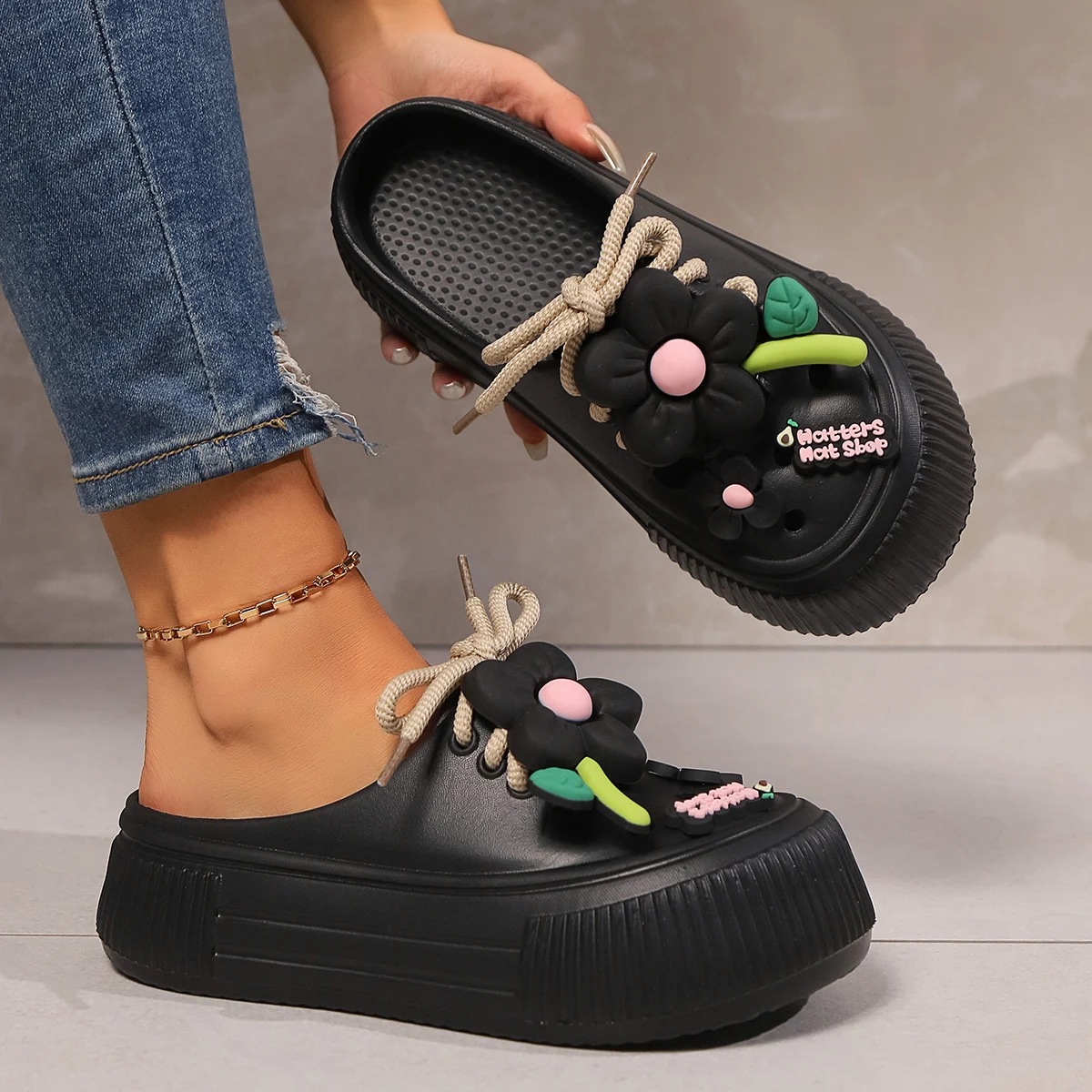 Summer Women Slippers Cute Decoration Platform Sandals Casual Outdoor Clogs Beach Sandal Non-slip Slides Indoor Home Shoes 35-42