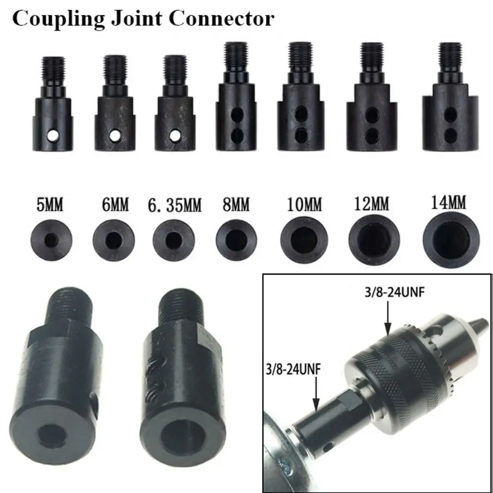 M10-5mm/6mm/6.35mm Motor Shaft Coupler Sleeve Saw Blade Coupling Black New Coupler Sleeve Joint Connector Drill Accessories