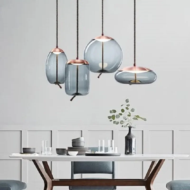 Modern Glass Scandinavian Pendant Lights Nordic hanglamp Hemp Rope Industrial lamp For LOFT deco maison Drop ship