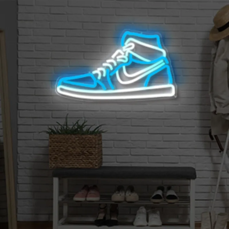 Sign Sports Shoe Neon Signs for Wall Dimmable LED Boys Neon Lights for Bedroom Neon Bar Sign Shoes Light up Signs Wall Decor