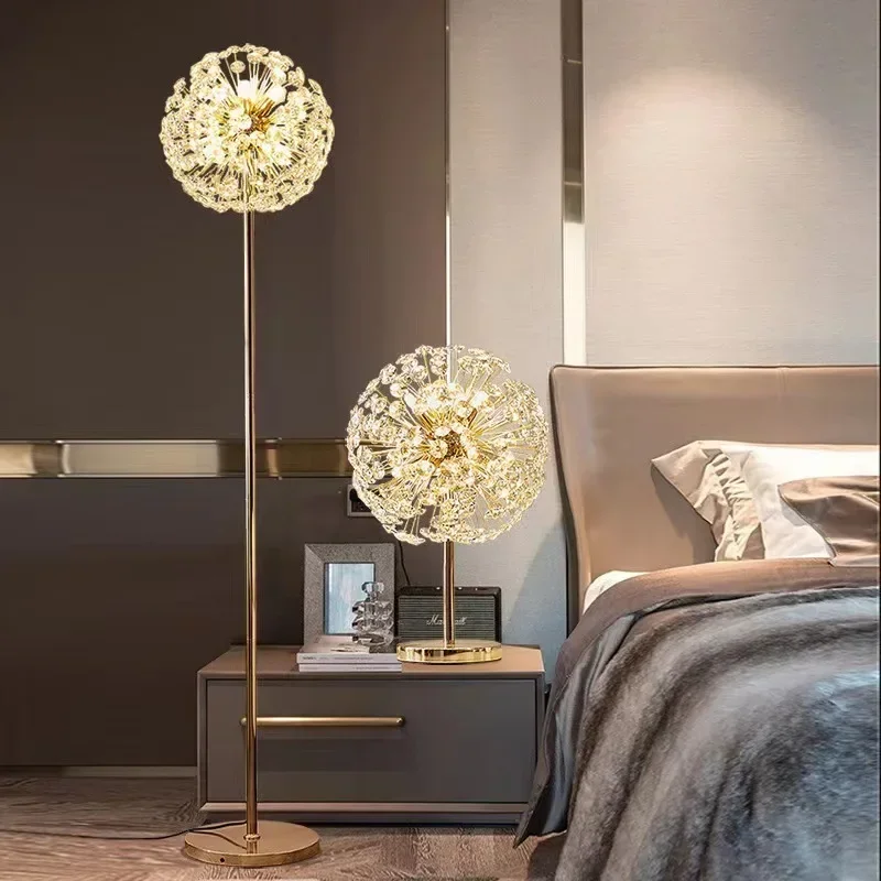 

2024 New Crystal Lamp Restaurant, Living Room Bedroom Full Sky Star Floor Lamp Home Decoration Dandelion Bedhead Lamp