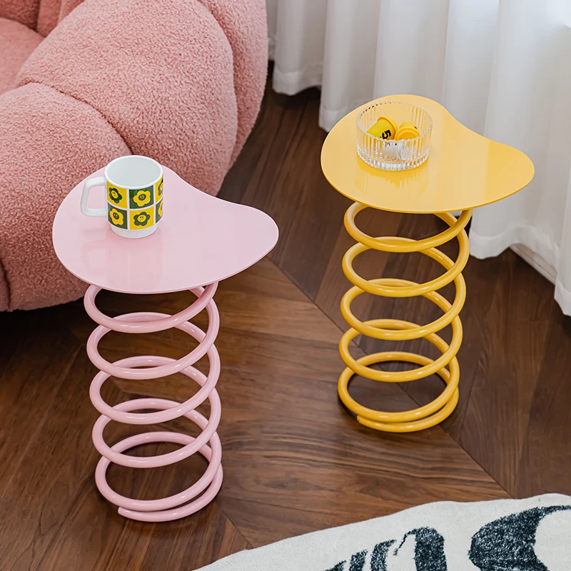 

Creative Spring Coffee Tables Metal Auxiliary Furniture Home Living Room Tv Sofa Side Service Table Balcony Small Tea Table