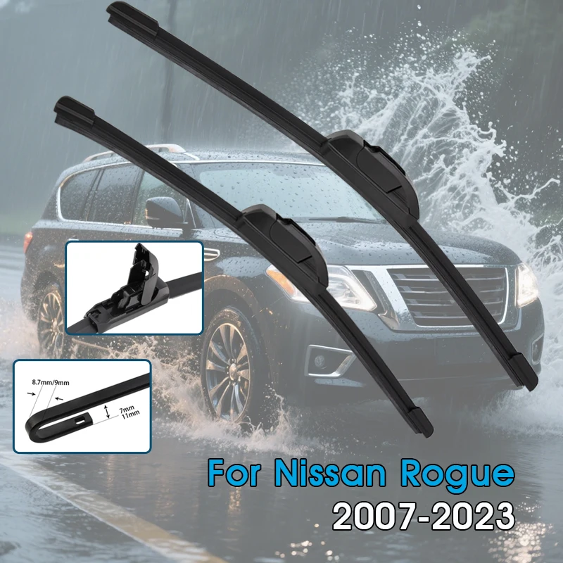 Escobillas de limpiaparabrisas de coche para Nissan Rogue S35 2 T32 2007-2023 limpiaparabrisas de ventana delantera accesorios de coche