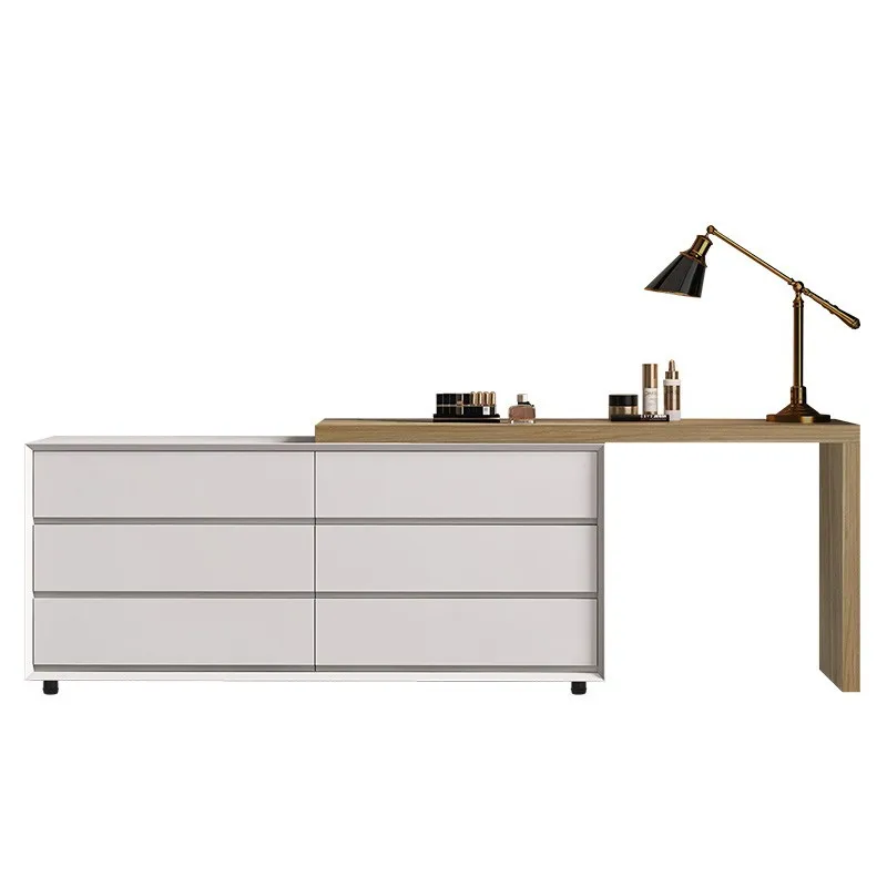 

Italian minimalist dressecabinet integrated Nordic small telescopic solid wood Italian bedroom computer desk combined cabinet
