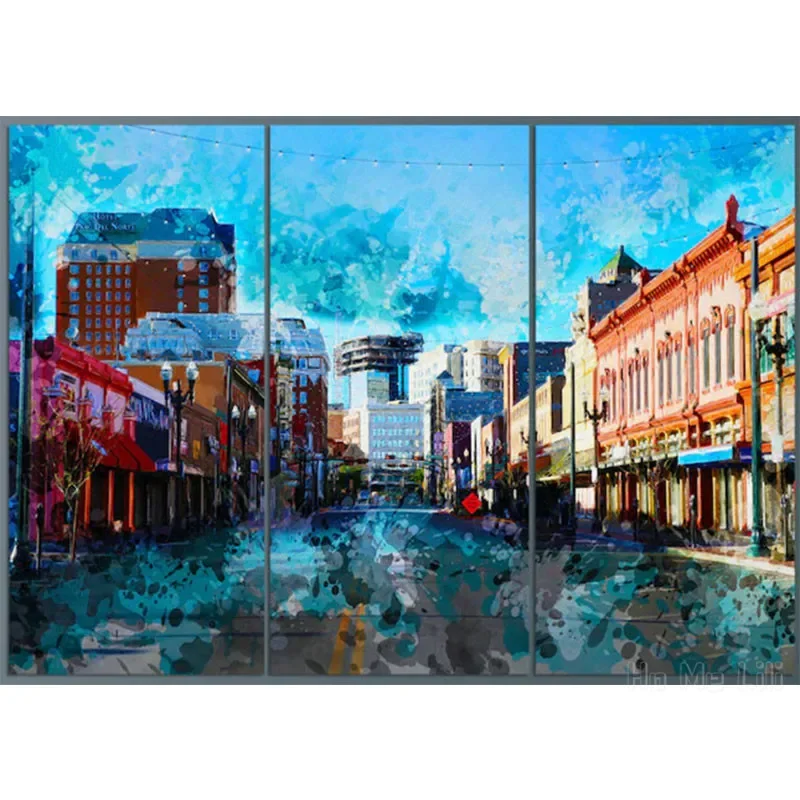 El Paso Canvas Print Skyline Abstract Painting Wall Art