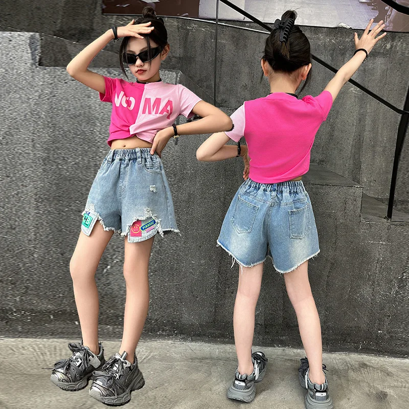 

Fashion Baby Girl Shorts Kids Casual Blue Jeans With Pocket Design Girl Trousers Kids Short Pants Toddler Blue Denim Ages 4-14Y