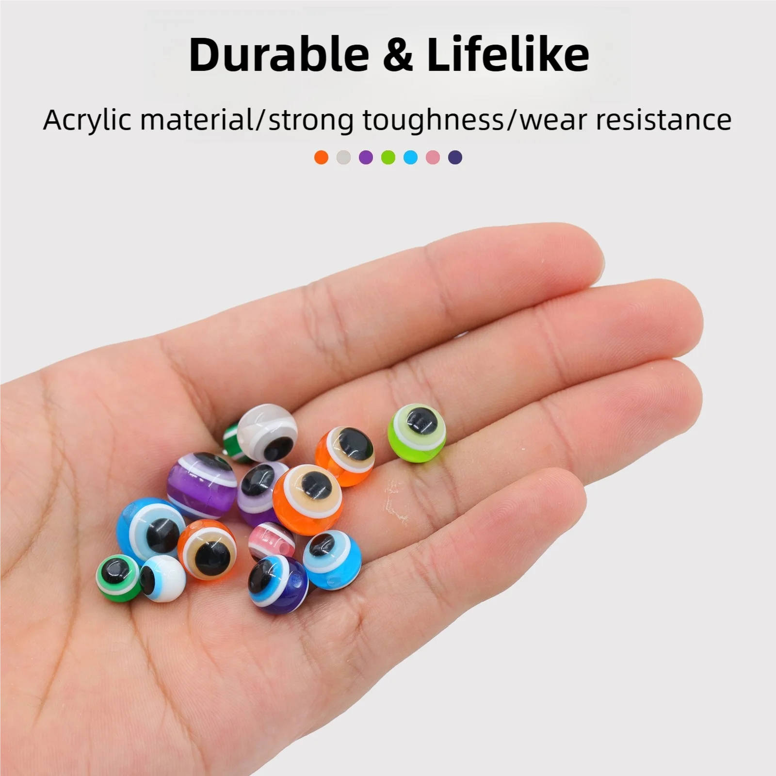 9KM 50PCS Spacer Perlen Klare Runde 3D Angeln Auge Perle Acryl für Schmuck Machen DIY Armband Halskette locken Angeln Zubehör – Detail 2