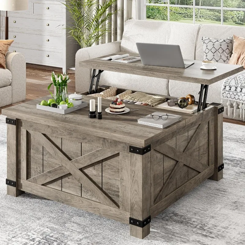 

Lift Top Coffee Table with Storage, 36" Farmhouse Coffee Tables for Living Room, Square Coffee Table with Large Hidden S