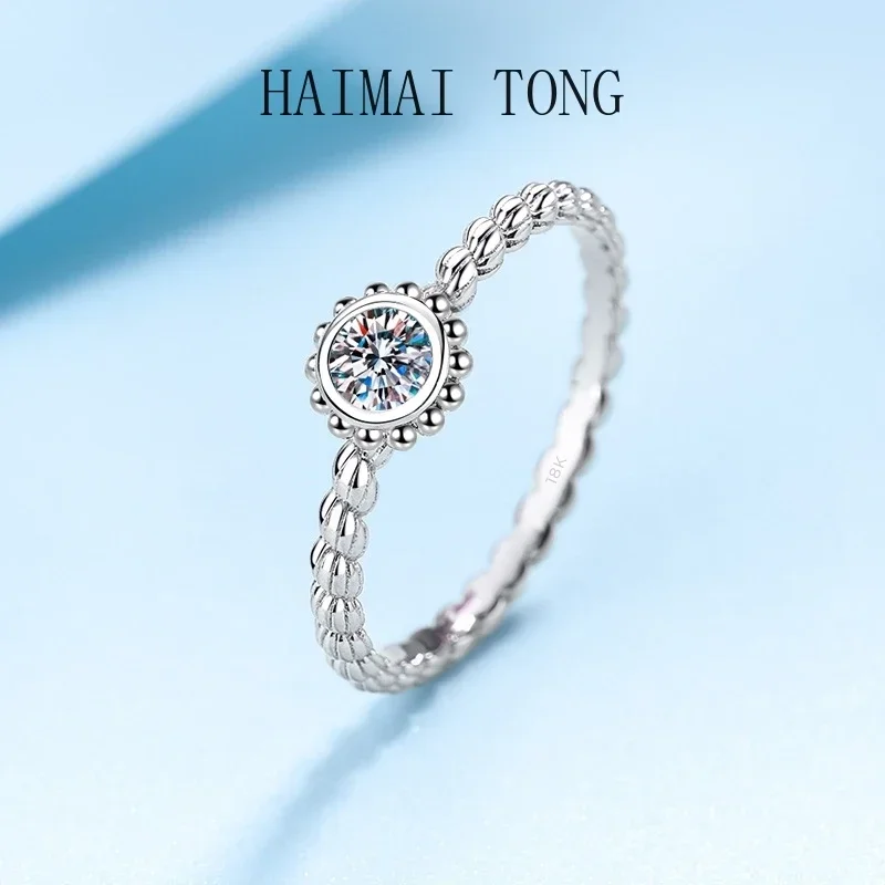 

Designer Jewelry Torsion Arm 18K White Gold VVS1 D Color 0.3CT Moissanite Sunflower Diamond Good Quality Wedding Rings for Women