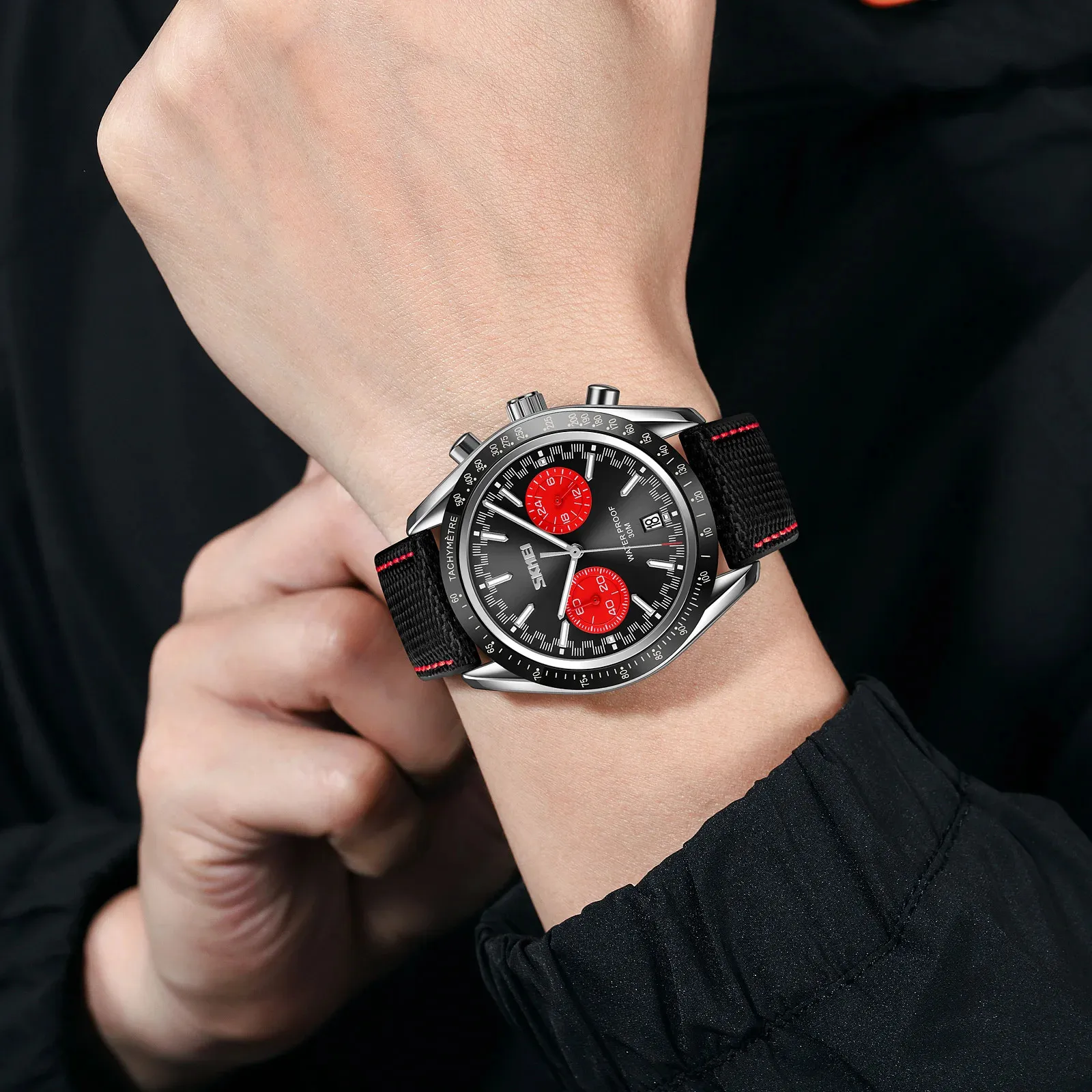 

Водонепроницаемые модные кожаные мужские повседневные наручные часы с секундомером и датой SKMEI 9292