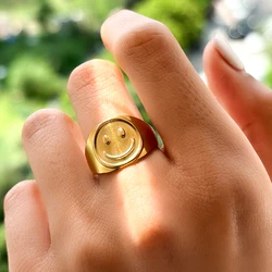 Stainless Steel Rings Personality Design Hippie Funny Open Lovers Ring Vintage Design Sense Ring For Women Jewelry Everyday Wear