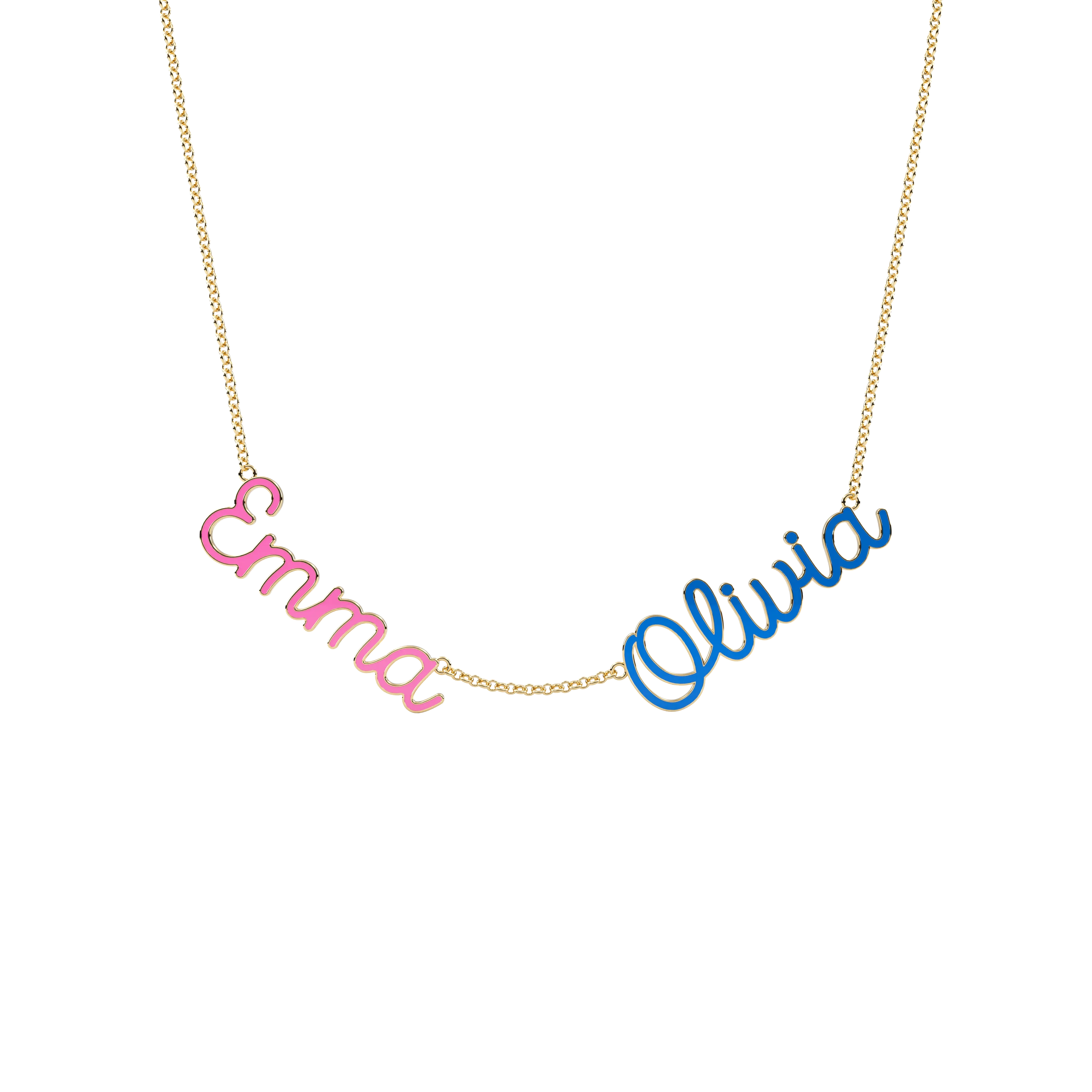 

DUOYING Multi Enamel Name Necklace With 2 Names Pendant S925 Sterling Silver Necklace For Women Jewelry Gift Collar Mujer