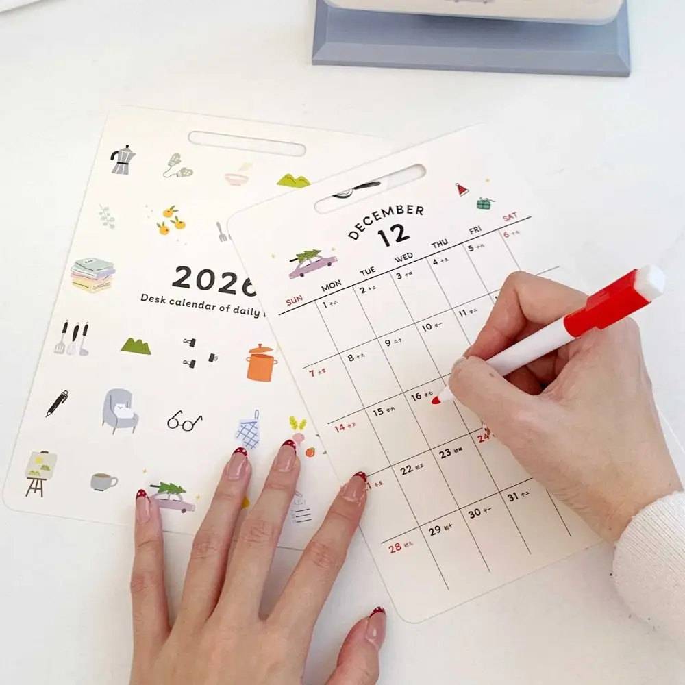

Cartoon 2026 Desk Calendar Page Flipping Paper Cartoon Desk Planner Date Display Daily Check-in Plan 2026 Cute Student Calendar