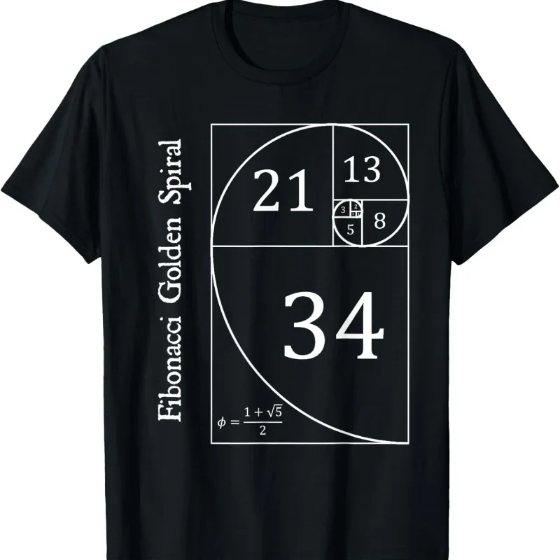Funny Fibonacci Gold Spiral Nerd Math Teacher Gift Golden Ratio T-Shirt Mathematics Geometry Graphic Tee Casual Science Top