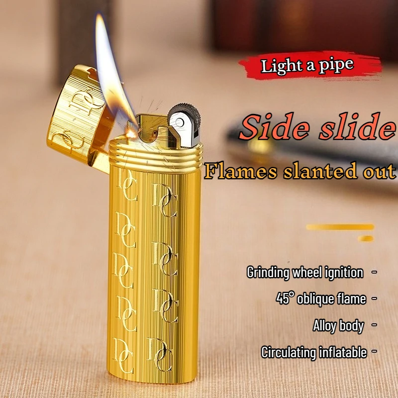 

Retro Small Grinding Wheel Alloy Body High-end Men's High-end Gift Inflatable Open Flame Lighter Men's Smoking Cigarette Lighter