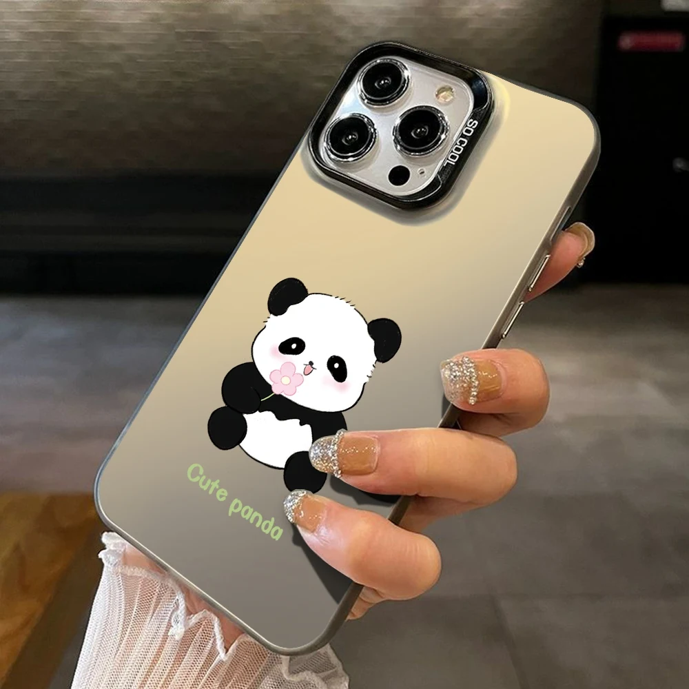 Case For Oppo Reno12 Pro 11 12 F 4G 5G A60 A57 A77 A79 A38 A54S Cute Panda Cover For Oppo A15 A16S A17K Shockproof IMD Plating