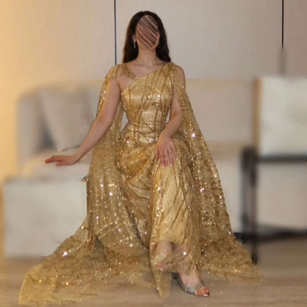 Maßgeschneidertes Luxus-Abendkleid ohne Ärmel für Bankette, Paillettenbesetztes A-Linien-Kleid, Exquisites Ballkleid für Formelle Anlässe