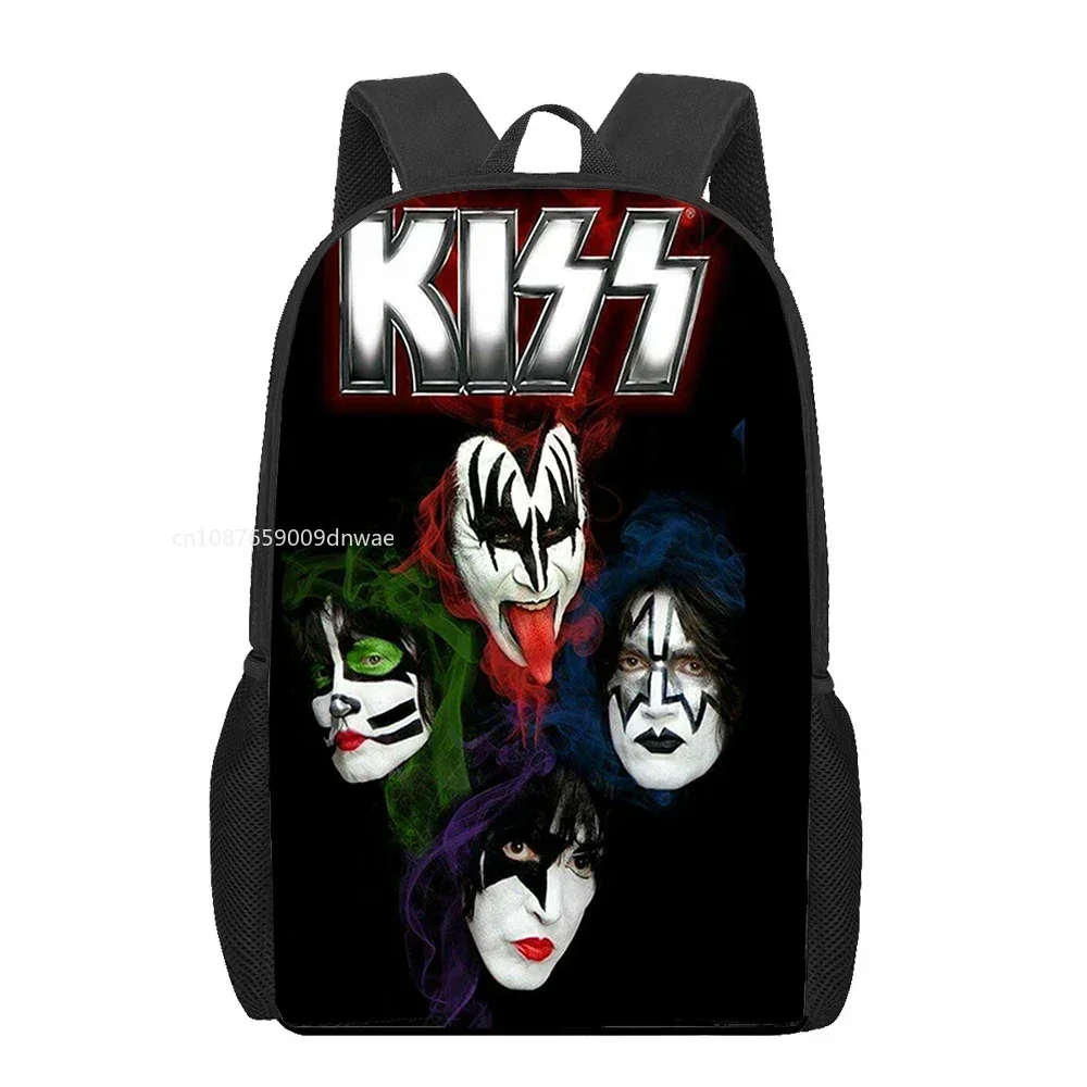 Kiss Band 16 Inch Kids School Bags 3D Print Children Book Bags for Girls Boys Orthopedic Schoolbag Primary Backpacks Mochila