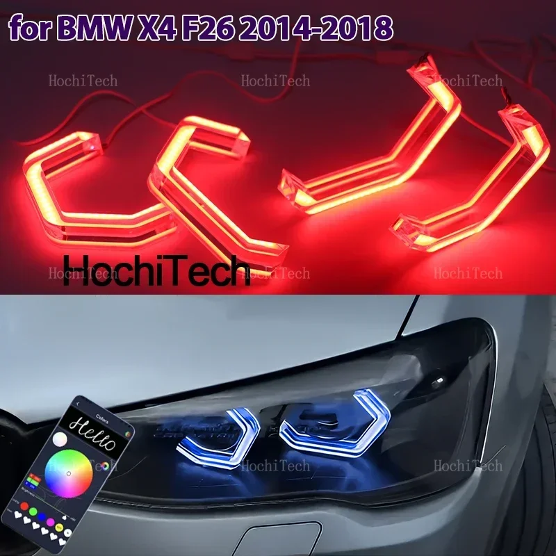 

for BMW X4 F26 2014-2018 RGB colorful Angel Eyes Rings Led M4 style APP control Car Headlight DRL Daytime Running Light