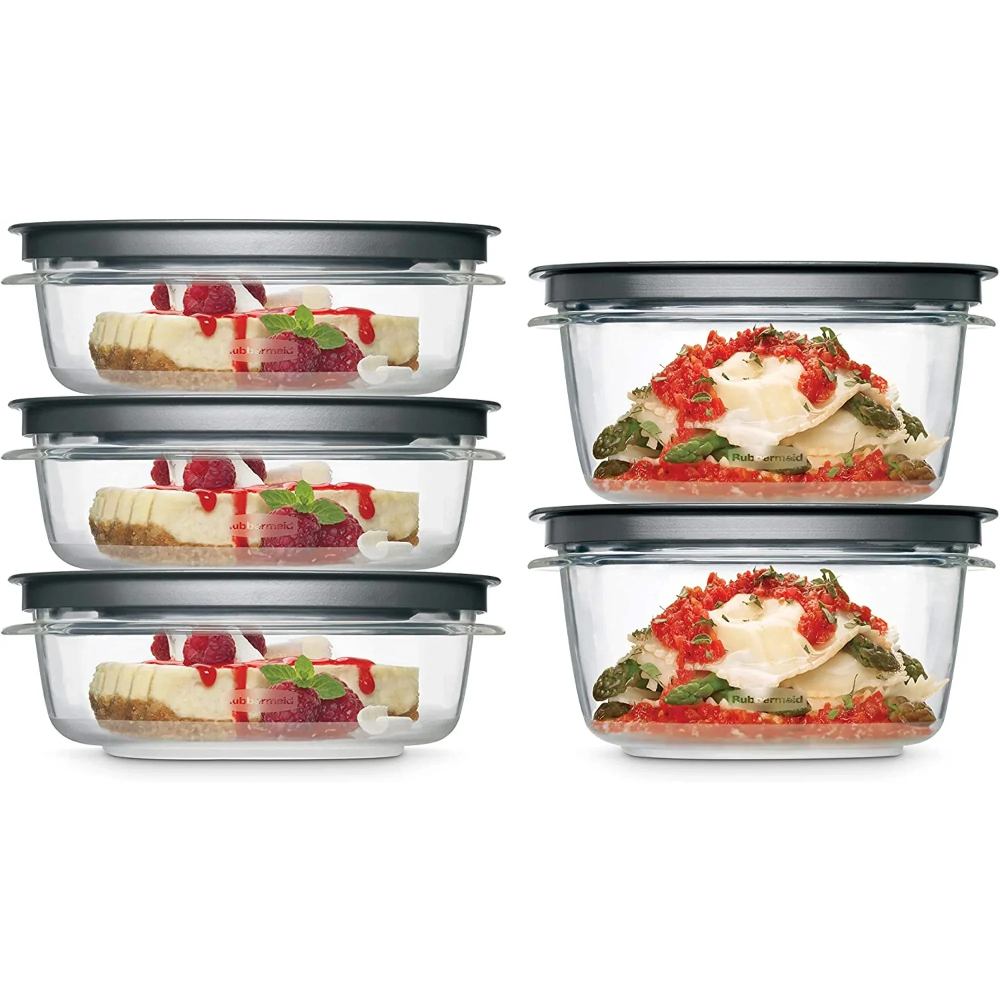 

Variety Set of 5 Food Storage Containers, Clear Meal Prep