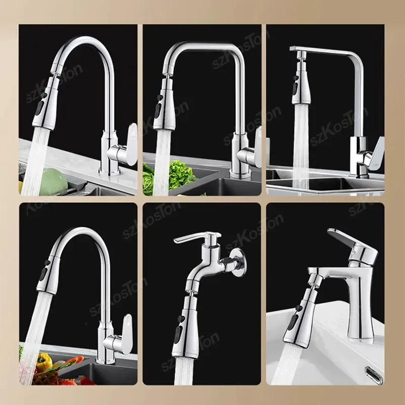 Flexible Kitchen Faucet  Flexible Faucet Extender Boosting Splash Prevention Three Modes Water Saver Home Extended Spray Filter