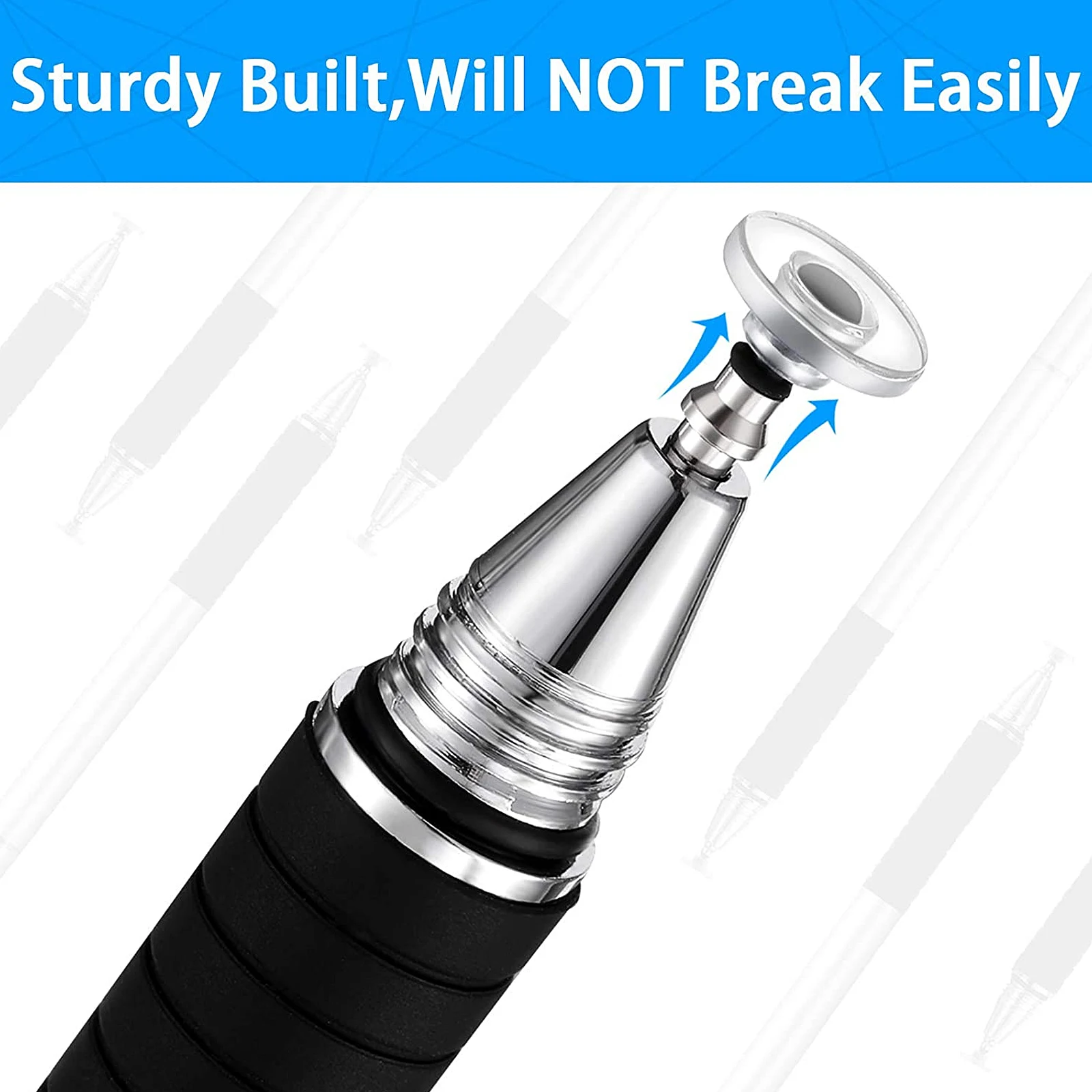 

12 Pcs Stylus Pens for Touch Screens Universal Disc Tips Replacement Round Shape Accessories