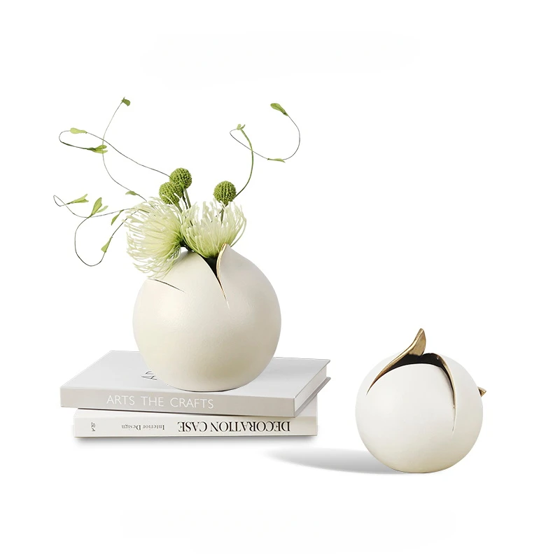 Ceramic Vase Platinum Bud Shape Flower Arrangement Accessories Decorative Ornaments Home Decoration