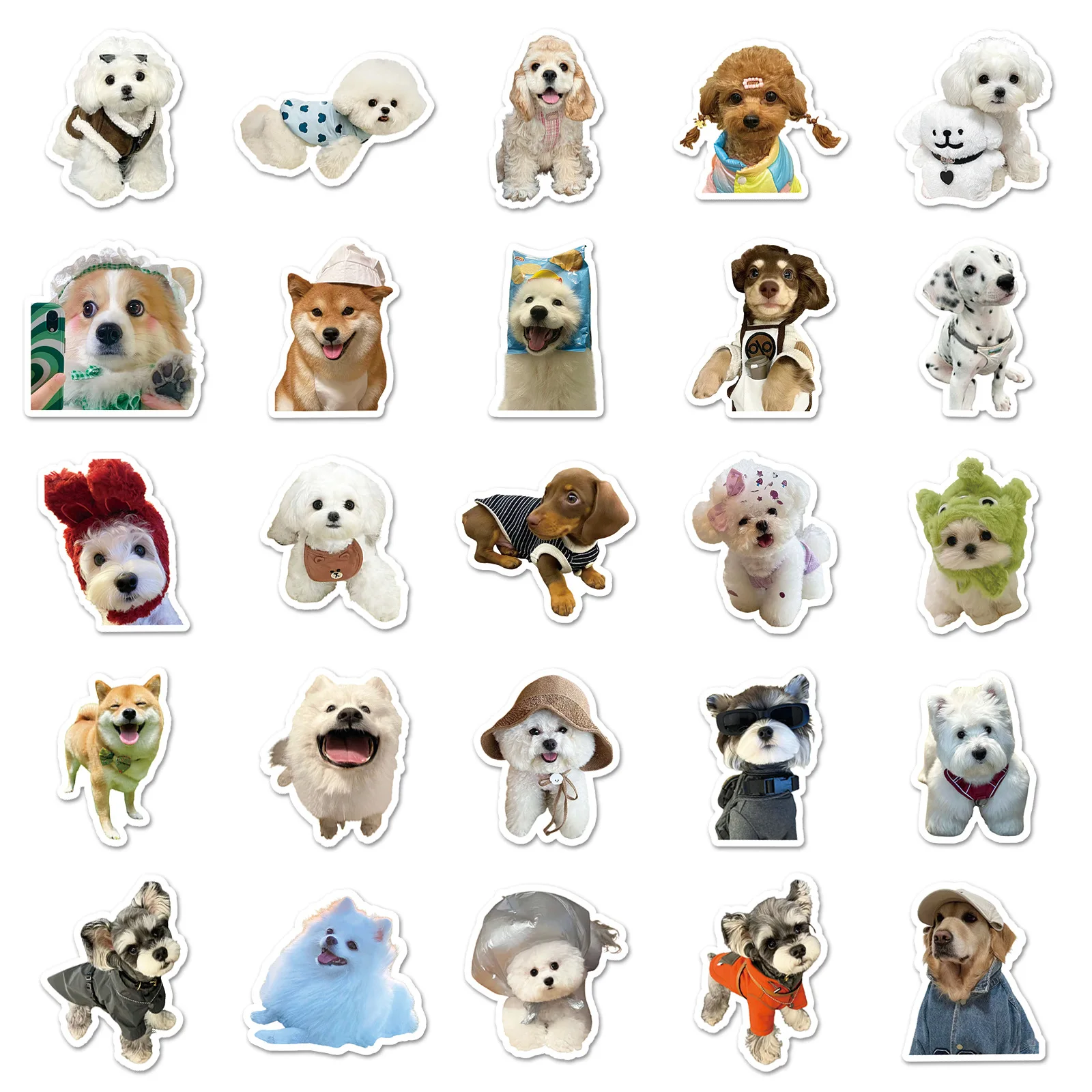 10/30/50PCS New Cute Pet Dog Stickers Cartoon Animal Graffiti Stationery Luggage Bottle Guitar Car Wall Sticker Toy Decoration